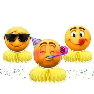 5 Pcs NEWMOJI ® Faces Party Honeycomb Centerpieces - Add Playful Charm to Your Decor!