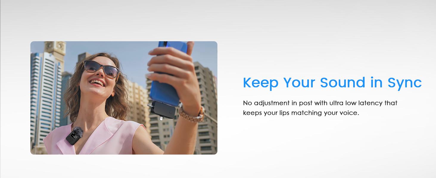 3-in-1 Mini Microphone for iPhone, Android, Camera - 328ft Long Range, 20H Battery Life, Wireless Microphones, Lapel Mic with AI Noise Reduction for Video Recording, Content Creators