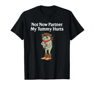 Not Now Partner My Tummy Hurts Funny Cowboy Frog Vintage T Shirt