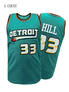 Detroit 33 Basketball Jersey Embroidered,Breathable Mesh Sleeveless Tank Top, Men Women Vintage Casual Streetwear Athletic Top, Sports Top
