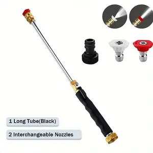 Jet Nozzle PowerWasher for Garden Hose, Includes 3 High-Pressure Nozzles and Quick Connectors Tools1 Heavy-duty metal high-pressure cleaning wand with universal connector, multi-purpose sprayer suitable for car, garden, and patio cleaning