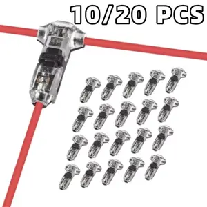 10/20pcs T Type 1 Pin Low Voltage Wire Connector, Quick Solderless Wire Splice Connector, T Tap Wire Connectors, No Stripping