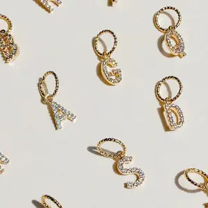 Crystal Initial Pendant - 18K Gold Plated, Cubic Zirconia Crystals