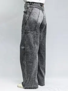 Lux Lee Cinch Barrel Women‘s Jeans in Dark Grey - Functional Zipper Pockets & Arc Seam Design, High Waist Baggy Fit for a Leg-Lengthening, Modern Streetwear Look