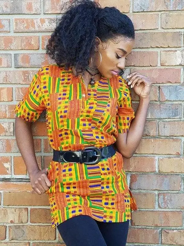 African Kente Print Dashiki Top - DP3227LD