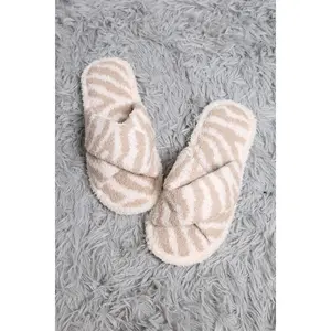 mySundaze Zebra Soft Microfiber Open Toe Slippers