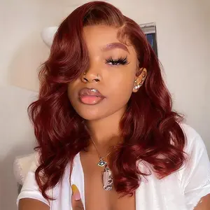【 Definitely Worth It 】Pre-Styled Body Wave Glueless Layer Wavy Bob Wig Reddish Brown / Chocolate Brown / Blonde Highlight / Brown Highlight Transparent Lace Ready To Go Wigs#Summervibes