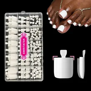 White Toe Nail Press Ons, Press On Toenails for Women, White Toe Press On Nails Tips for Girl, Fake Toenails Square Toe Nail Tips False Toenails Artificial DIY 15 Sizes 150pcs