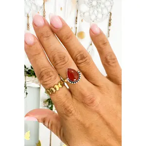 Sterling Silver Carnelian Adjustable Ring