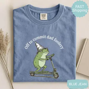 Comfort Colors® Dad Frog Shirt, Off to Commit Dad Foolery Tee, Funny Frog Scooter Shirt, Dada Gift, Cute Pregnancy Announcement Tee
