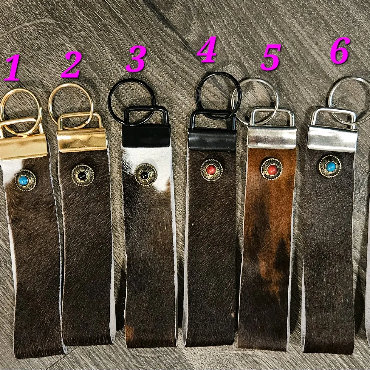 Cowhide Wristlet Keychains