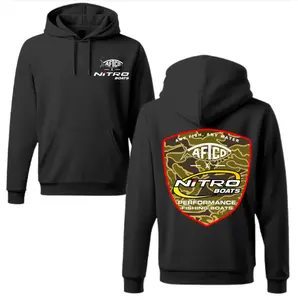 Nitro Boats Vintage Streetwear Fishing Hoodie, Camouflage Graphic Pullover, Soft Cotton Blend Outdoor Hoodie for Men & Women, Fishing Enthusiast Gift