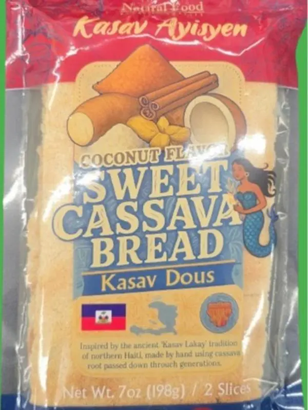 GENERIC Certified Organic Traditional Haitian Kasav Pam Cassava (Yucca) Flatbread - Coconut-Hinted Food, Salt-Infused, Milk/Sugar Option, Ambient Storage, Cap Haitien Origin, Ginger Sweet Bag Baking Ingredient