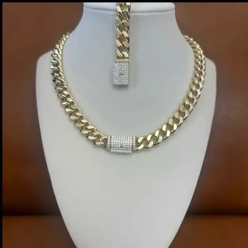 Xuping Monaco style 14k gold plated Necklace & Braclet set high-Quality jewelry  for men and women