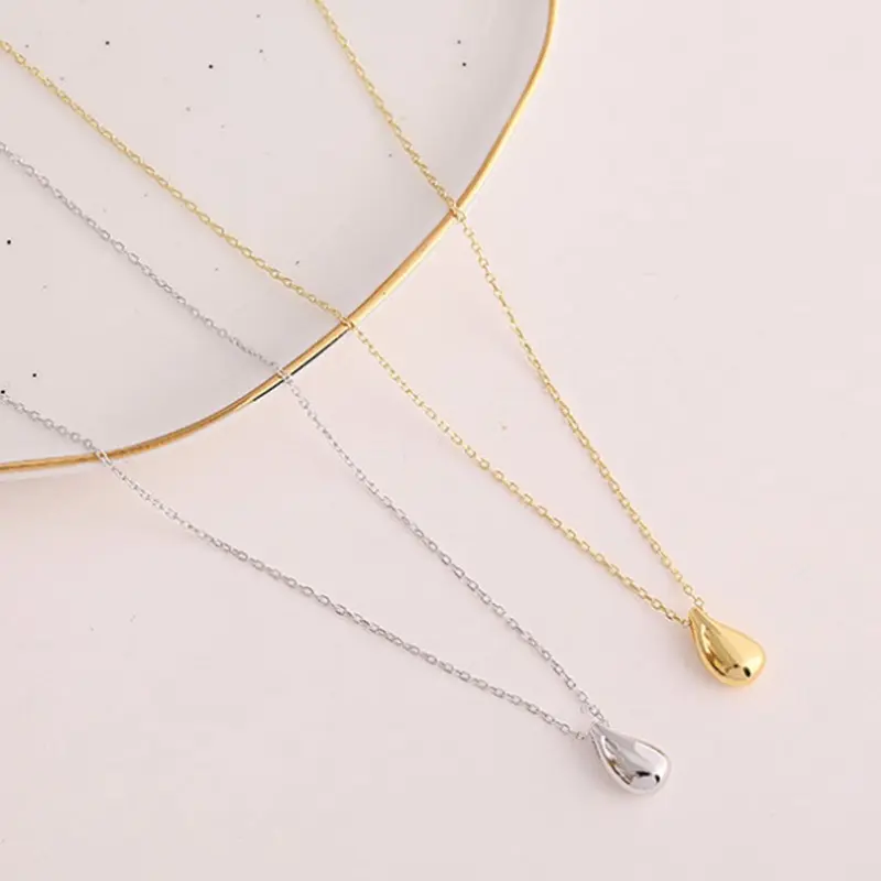 Amazon.com: PAVOI Rhodium Plated Dainty Pear Pendant  14K Gold Plated Dainty Pear Pendant White Gold Necklace for Women Tear Pendant display picture 1