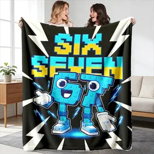 Pixel Art Digital Cool Theme Blanket, High-Weight Flannel Fabric, Soft Plush, Warm Thermal, Anti-Wrinkle, Easy Clean, Ideal Gift