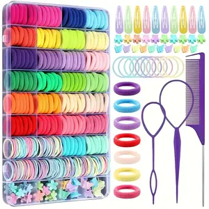 360 Piece Hair Accessories Set, Includes Clips and Barrettes, 31 Color Elastic Hair Bands, Water Drop Butterfly Flower Claw Clips