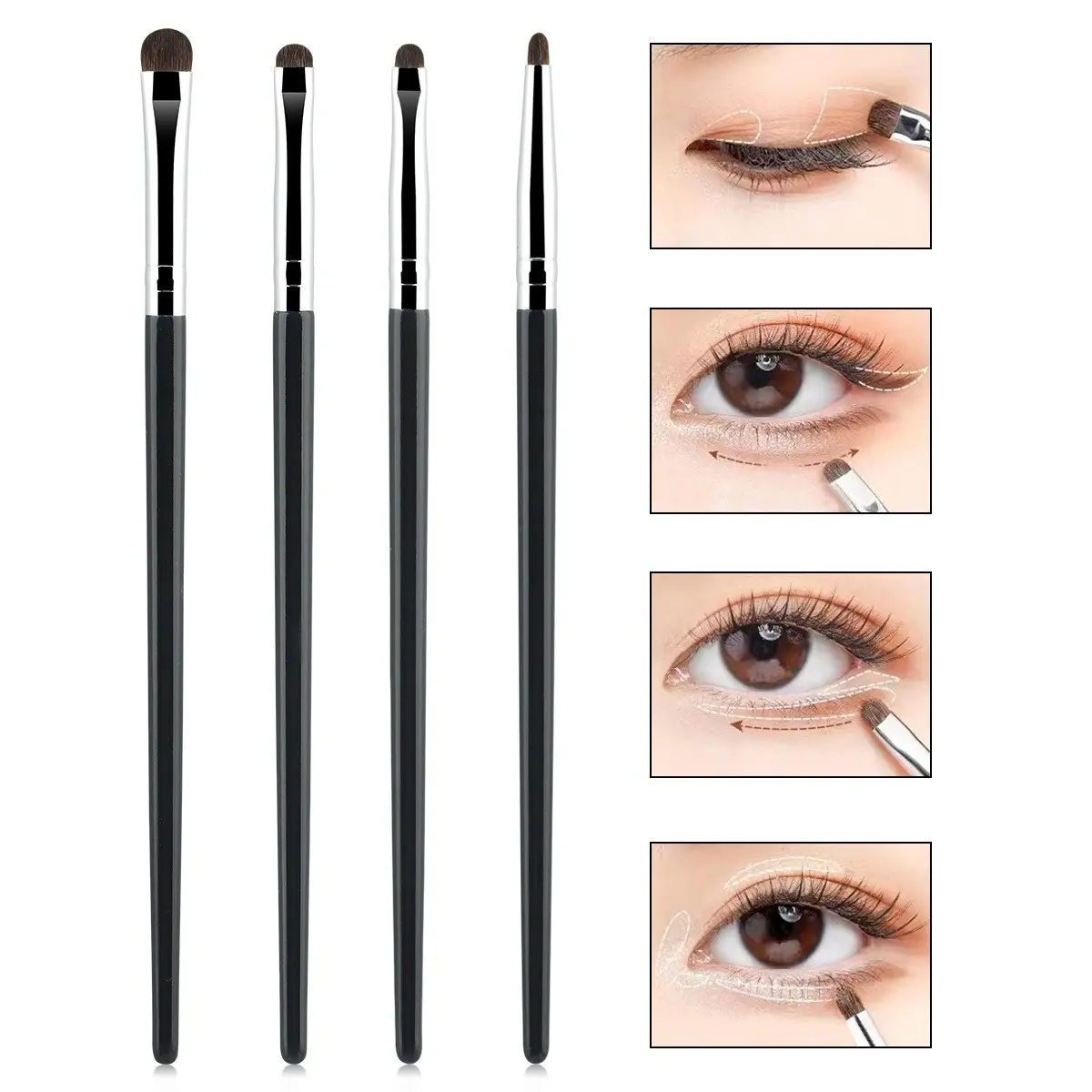 4-Piece Mini Precision Eye Shadow Brush Set, Ultra-Soft High-Density Synthetic Bristles, Professional Makeup Brushes for Daily Use