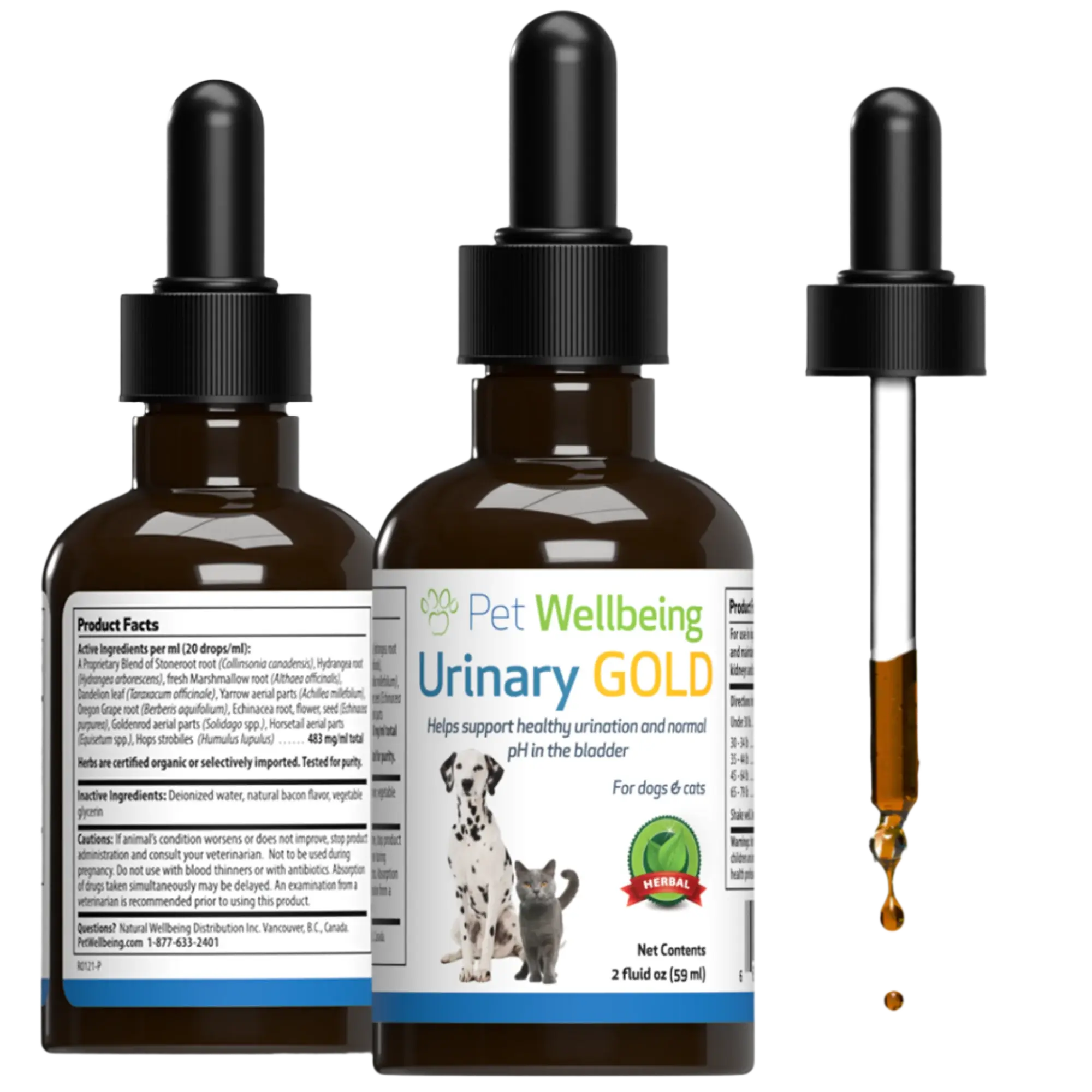 Pet Wellbeing Urinary Gold for Cats - Vet-Formulated Multi-Herb Urinary Tract Support - Feline Bladder Health & Urinary System Wellness - Holistic Cat Supplement - Liquid Formula