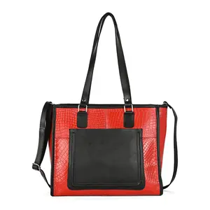 La Marey Genuine Leather Tote Bag with Front Pocket