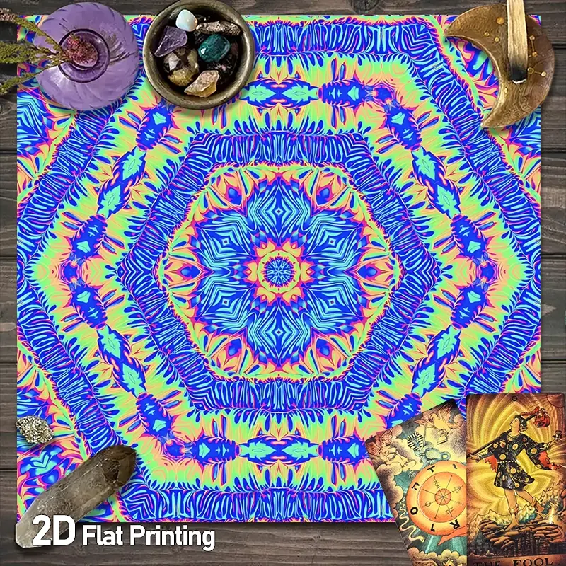 Boho Art Geometric Tarot Card Tablecloth Neon Symbols Witchcraft Altar Cloth Hexagon Design Tarot Cloth Vibrant Pattern Gaming Tapestry Wall Hanging Home Decor for Spread Divination Magic Astrology Event Party Supplies [Party Games & Activities]