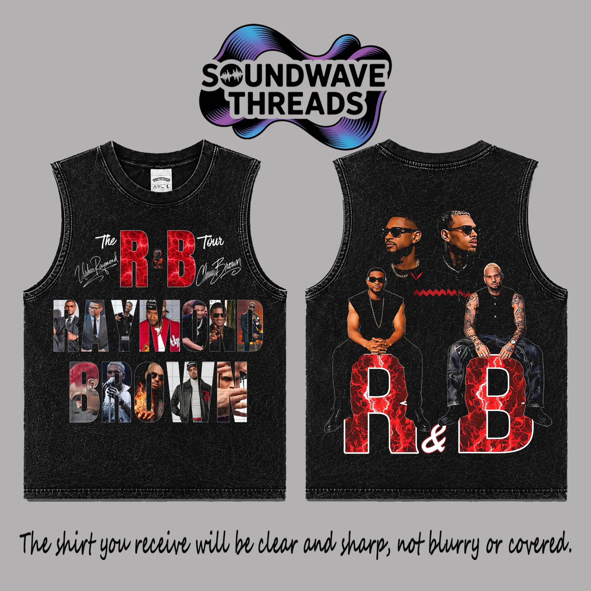 The R&B Tour 2026: Raymond & Brown V15 Premium Acid Washed 100% Tank Top T-Shirt, R&B Music Duo Graphic Tee, Urban Hip Hop Soul Streetwear Shirt, Concert Tour Merch, Gift for R&B Fans, Vintage Music Tee