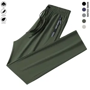 Ice Silk Sports Pants with Drawstring, Elastic Design, Zippered Pockets, Thin High-Stretch Quick-Dry Fitness Trousers, Skin-Friendly Smooth Short Fabric Suitable for Indoor Sports, Summer Outdoor Sports, Breathable Activewear Bottoms, Spring Statements