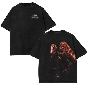 Spinosaurus Encounter – Washed Jurassic Park Oversized Tee | Vintage Dino Graphic Shirt | Unisex Streetwear for Fossil Fans & Adventure Film Lovers