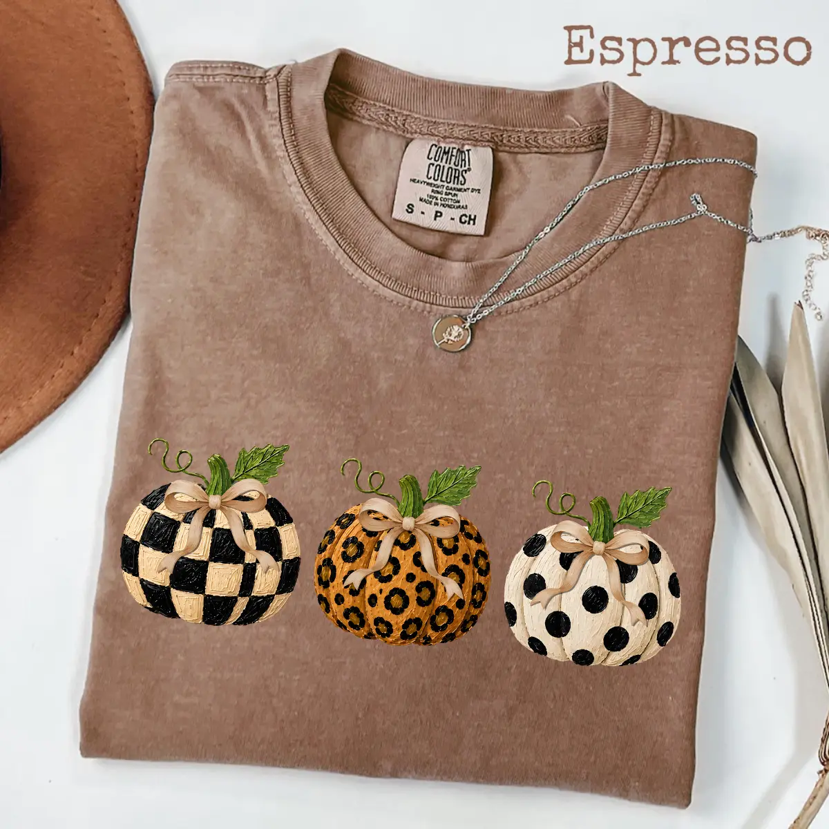 Comfort Colors Leopard Fall Bow Pumpkin Shirt, Preppy Floral Pumpkin Graphic Tee, Coquette Autumn T-Shirt, Striped Pumpkin Fall Apparel