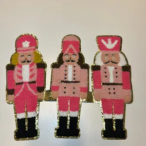 Set of 3 Nutcracker Christmas Chenille Iron On Patch - Christmas Iron On Chenille Patch - Set of Three