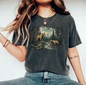 [SALE UP TO 50% + FREE SHIP] Vintage Forest Bears T-shirt  Wildlife Scene Comfort Color