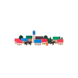 212 MAIN Dregeno Handcrafted Wooden Toy Village Scene Decor - Small Village with Trees, Animals, Christmas Ornaments