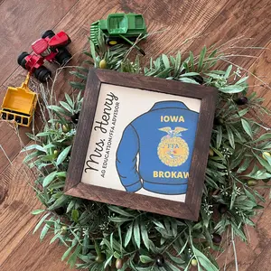 FFA Advisor/Teacher Gift 9.5x9.5 8 inch Reclaimed Wood Frame Blue Jacket Official Dress Advisor Teacher Gift Affinity Licensed