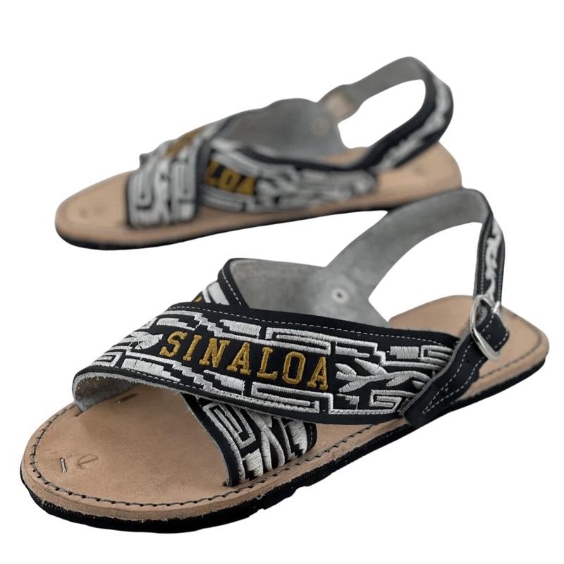Huaraches de Estados de Mexico / Crossed sandals embroidered Mexican States Tire Sole Natural Cowhide Leather
