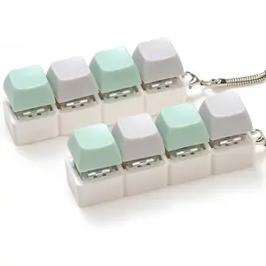 2 Pcs Green Keyboard Fidget Toy, 4 Keys Decompression Keyboard Clicker Fidget for Adult with Keychain for Stress Relief Pass Time