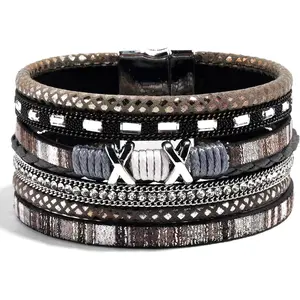 Boho Leather Wrap Bracelets for Women Multi-Layer Bracelets with  Clasp  for Women