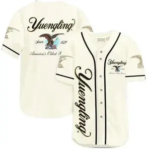 Beige Yuengling Beer Baseball Jersey. Jersey baseball shirt.