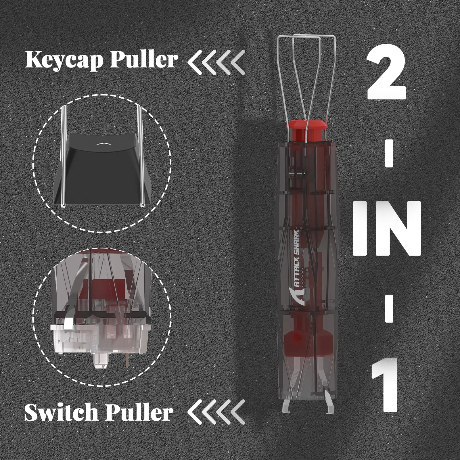 ATTACK SHARK KS01 2-in-1 Portable Keycap Puller and Switch Puller for Mechanical Gaming Keyboards, Adjustable 304 Stainless Steel Keycap Remover, Effortless Switch Remover for Office Home, Removable, Gaming Keyboard Accessories
