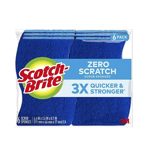 Scotch-Brite Zero Scratch Scrub Sponges - 6 Kitchen Sponges for Washing Dishes & Cleaning Kitchen & Bath, Non-Scratch Safe for Non-Stick Cookware