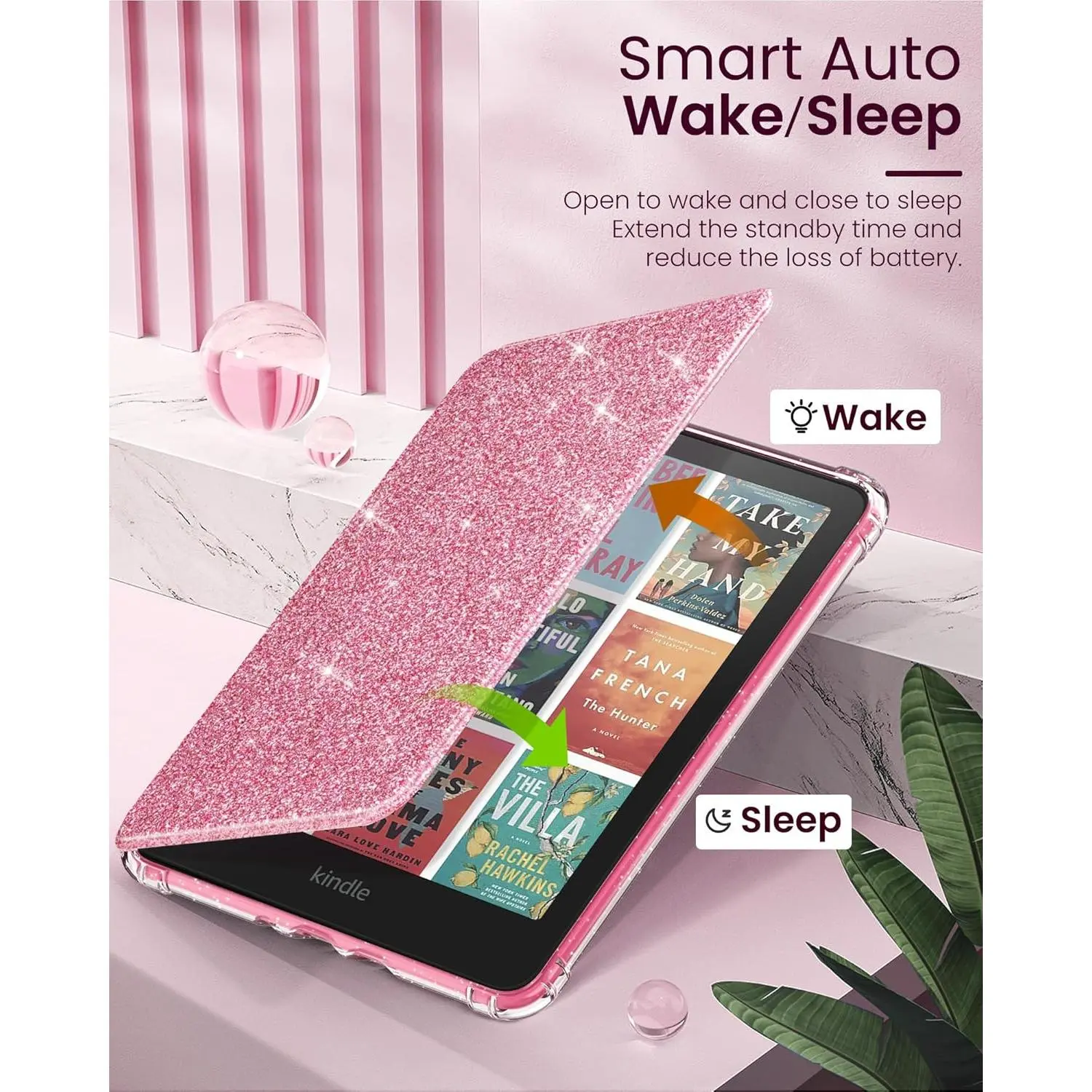 MoKo Case for All-New 7" Kindle Paperwhite 12th Gen 2024 & Kindle Colorsoft 2024/2025,Glitter Clear Kindle Case, Flexible Clear Soft TPU Back Cover Light Shell with Auto Wake/Sleep, Glitter Pink MoKo Case for All-New 7" Kindle Paperwhite 12th Gen 2024 & Kindle Colorsoft 2024/2025,Glitter Clear Kindle Case, Flexible Clear Soft TPU Back Cover Light Shell with Auto Wake/Sleep, Glitter Pink