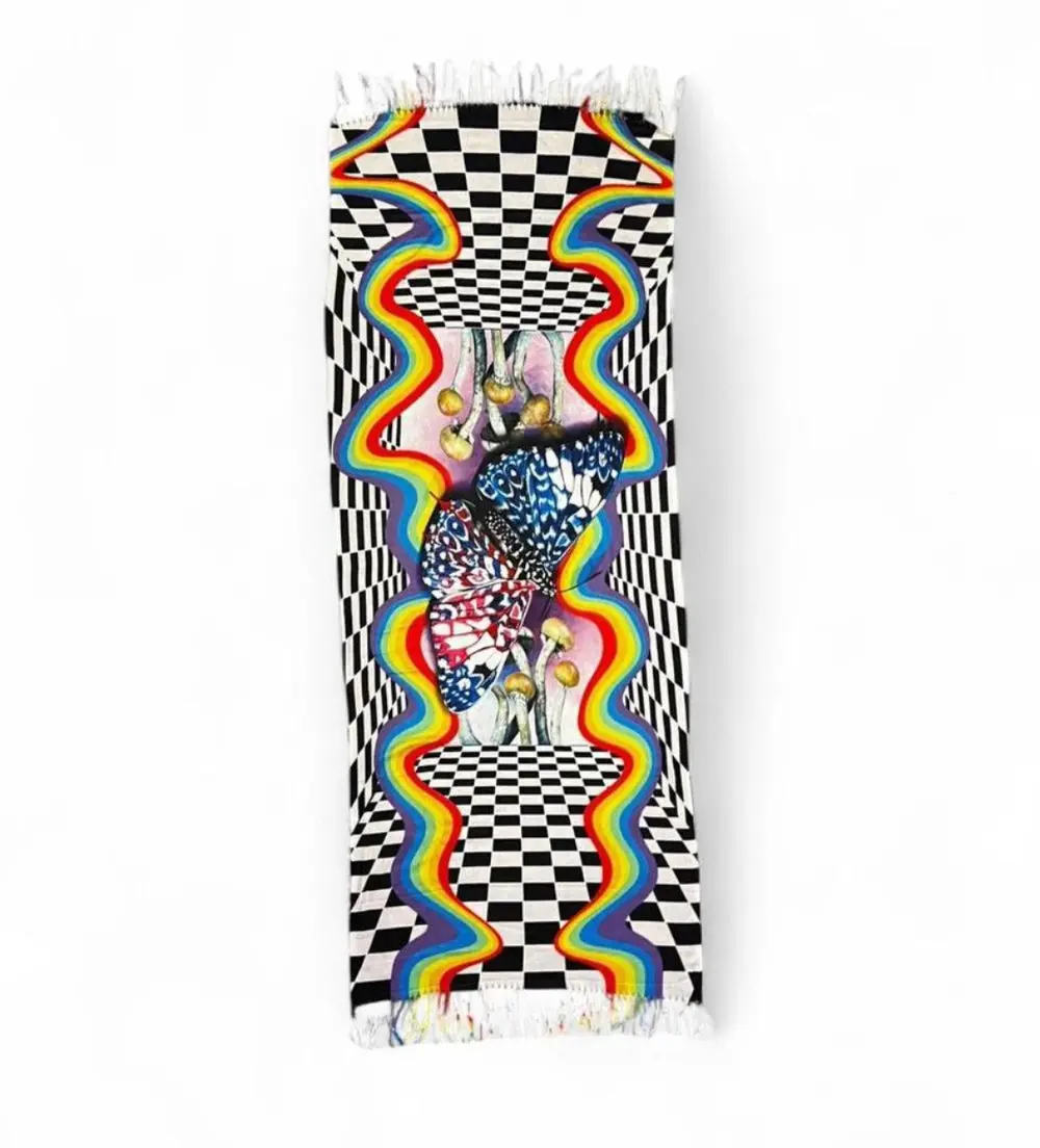 Spectrum Rainbow Butterfly Checkerboard Pashmina Rave Wear