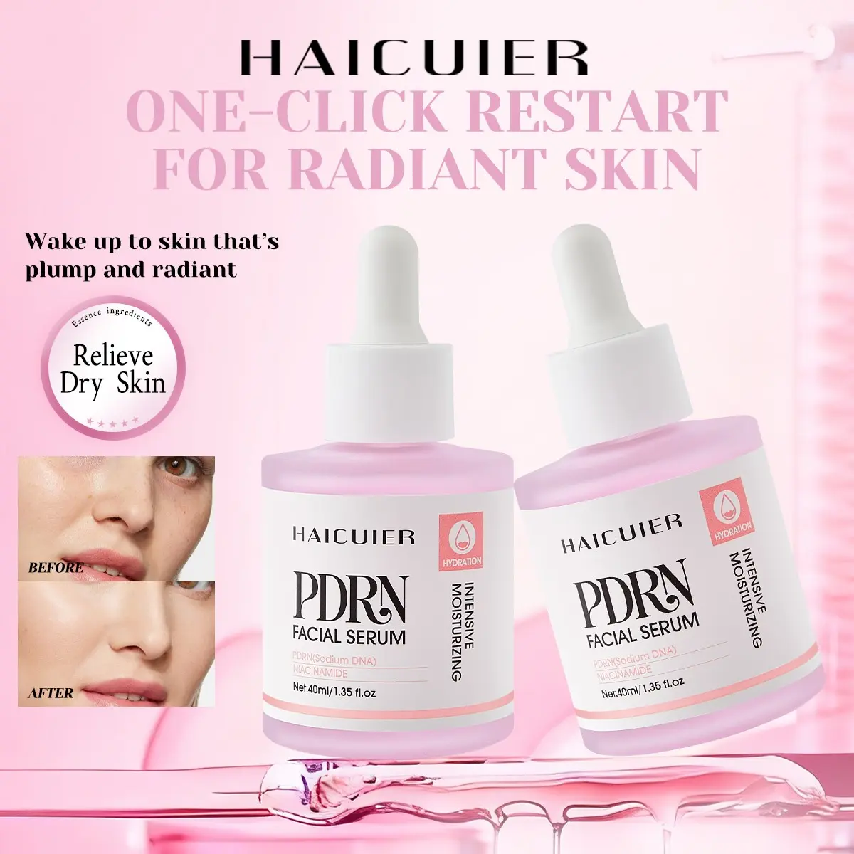Niacinamide Whitening Serum, Improves Dark Skin Tone, Strong Antioxidant, Creates Radiant Glow, 1pc Moisturizing Essence for Brighter Complexion