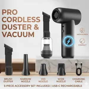 Portable Turbo Fan & Vacuum Cleaner, High-Speed Brushless Motor, 4000mAh Rechargeable Air Blower, 4-Speed Adjustable, 60min Runtime, Cordless Duster for Car, PC, Camping, BBQ, Hair Drying, Yard Leaf Blower