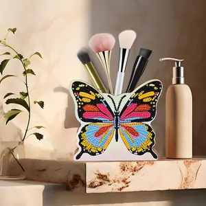 DIY Diamond Painting Butterfly Wooden Wall-Mounted Phone Charging Storage Box Bedside Holder Makeup Brush Organizer Decorative Home Wall Display 5.71x5.12x1.18in