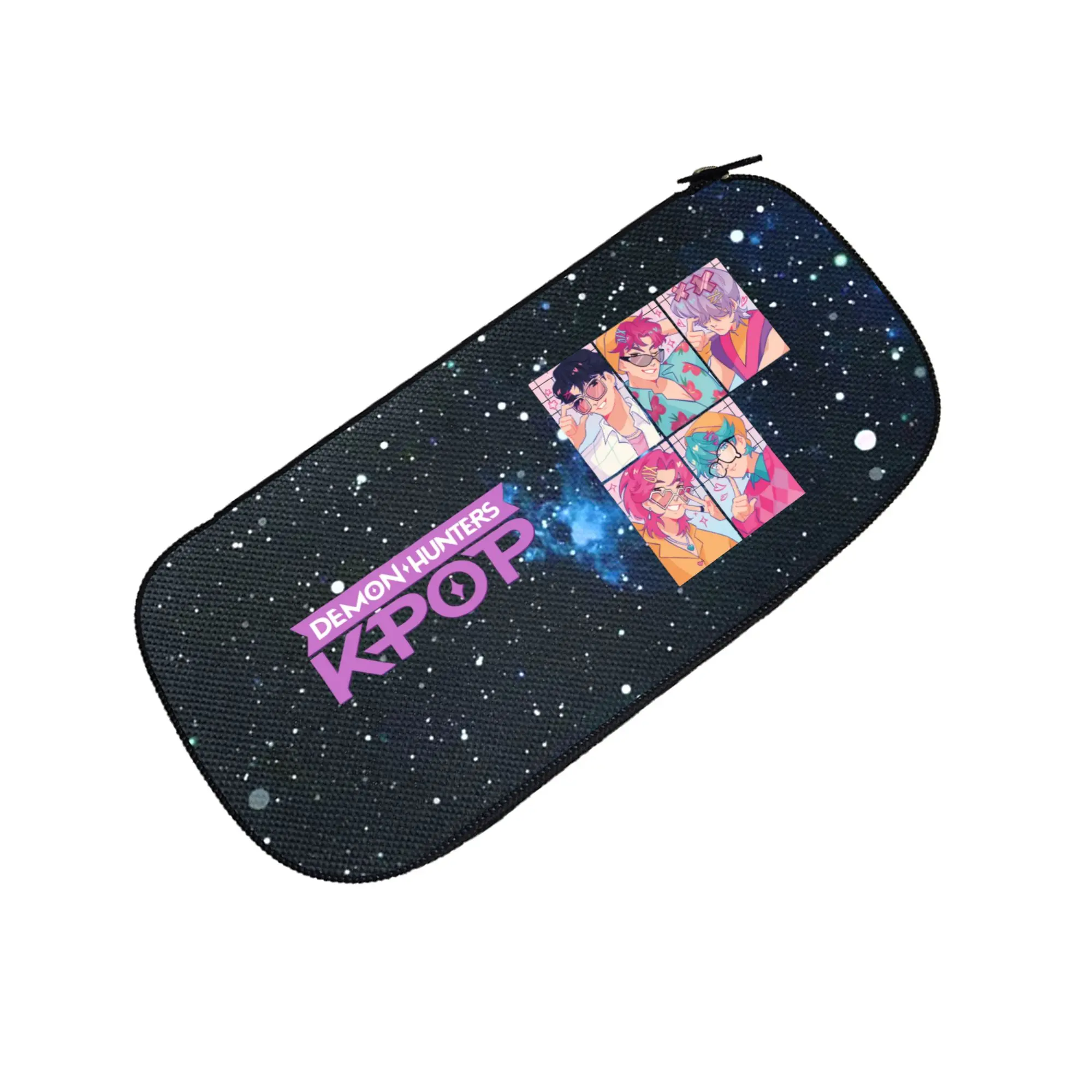 KPOP Huntrix Galaxy Printed Pencil Case Durable Canvas Zipper Pen Bag Student Stationery Fan Gift (Pencils Not Included)