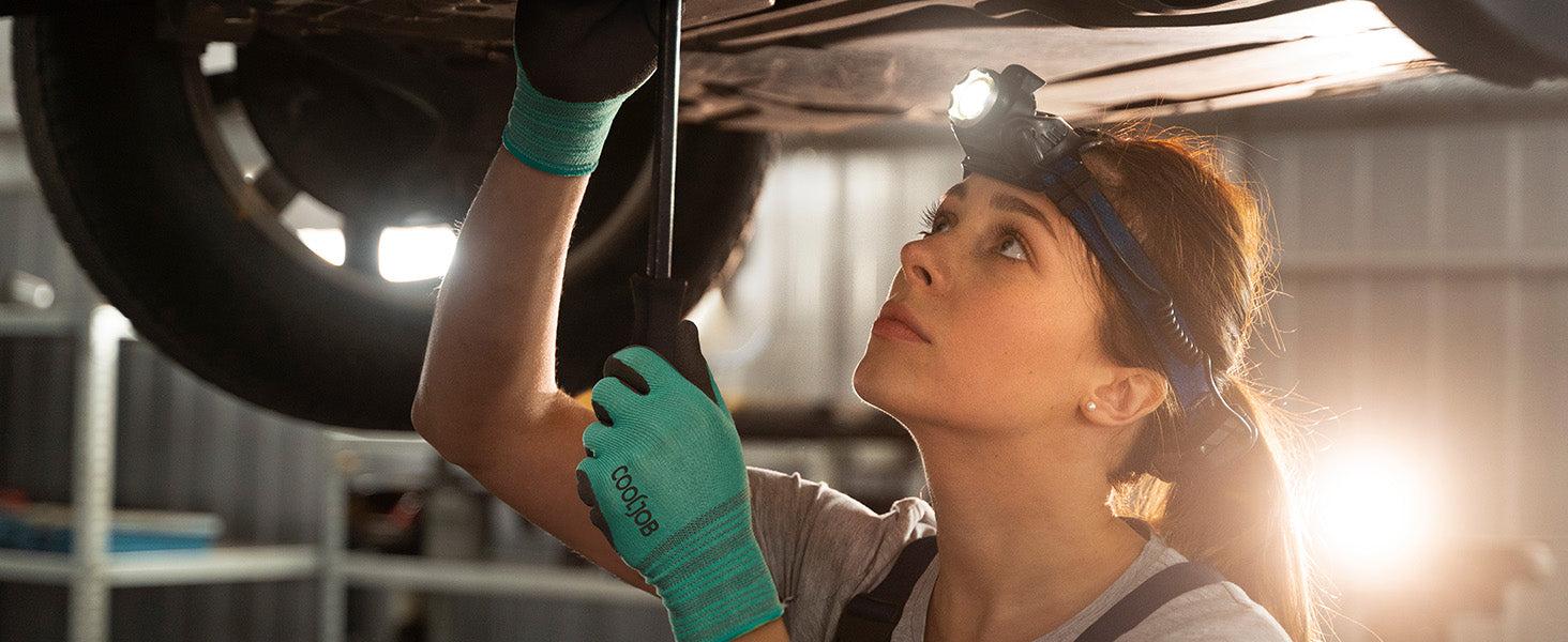 COOLJOB 2 Pairs Breathable Gardening Gloves, Stretch Soft Modal Base with Non Slip Rubber Coating COOLJOB 2 Pairs Breathable Gardening Gloves, Stretch Soft Modal Base with Non Slip Rubber Coating