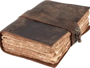 Leather Bound Vintage Journal 200 Pages of Antique Deckle Edges Handmade Paper - Rustic Brown Color - 7 X 5 inches