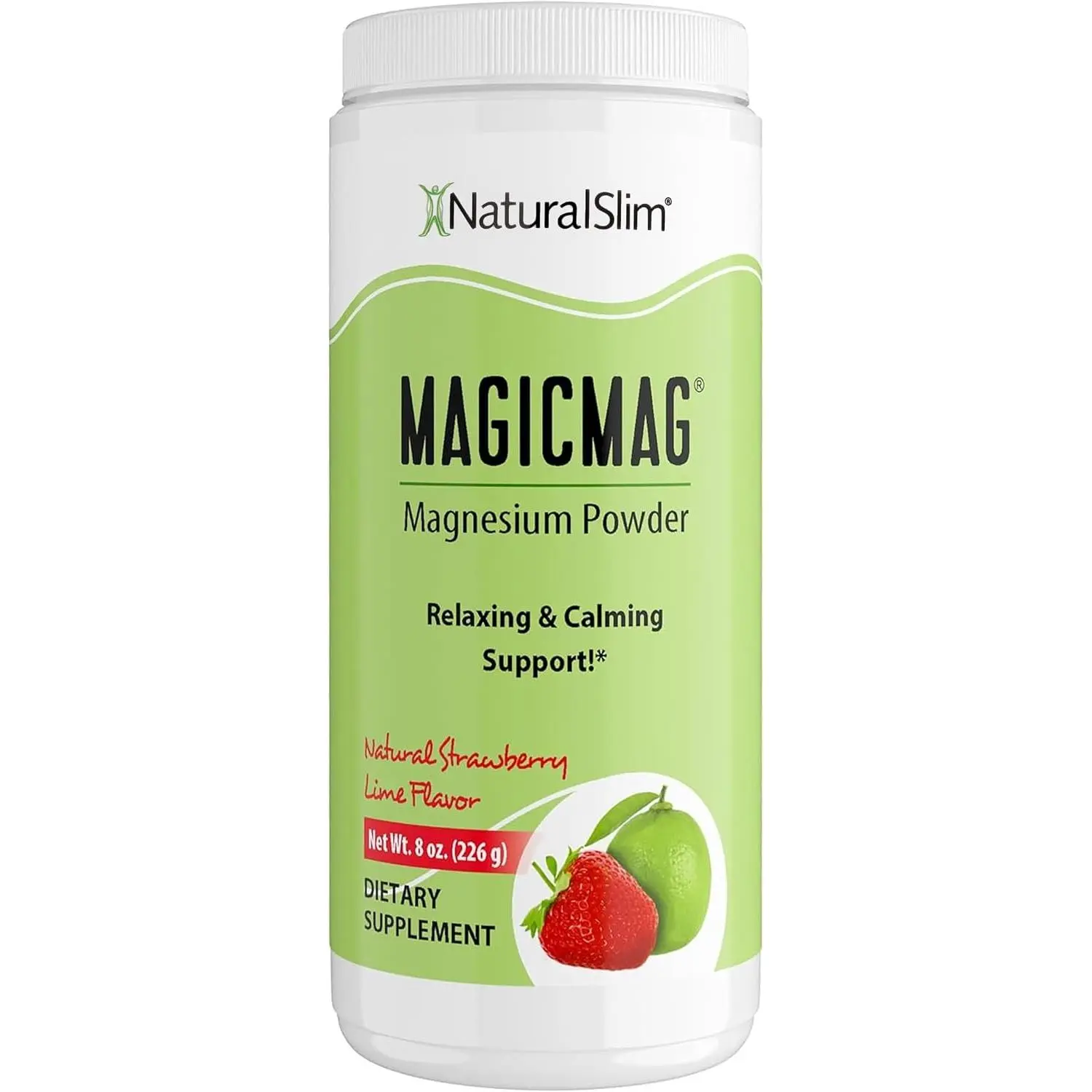 MagicMag Natural Magnesium Citrate Powder (Strawberry Lime Flavor, 8 oz) - Powder Form Supplement for Men & Women, Supports Stress Relief, Constipation Relief, Muscle & Heart Health, Rest & Digestion
