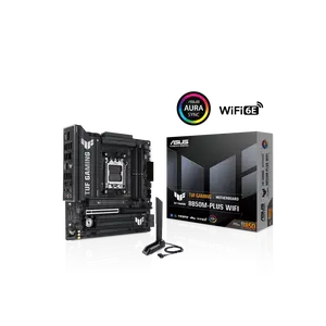 ASUS TUF GAMING B850M-PLUS WIFI AMD AM5 B850 mATX motherboard, 14+2+1 80A DrMOS stages, DDR5, PCIe 5.0, 3x M.2, Wi-Fi 6E, 2.5Gb LAN, DP, HDMI, USB 10Gbps & 20Gbps Type-C, BIOS FlashBack, Aura Sync