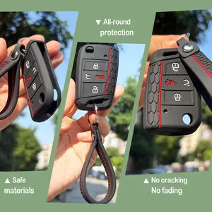 Volkswagen Golf Passat Touareg Silicone Car Key Protection Case, Durable Remote Cover, Golf 7 Touareg Remote Accessories, 4 Button Key Box Holder